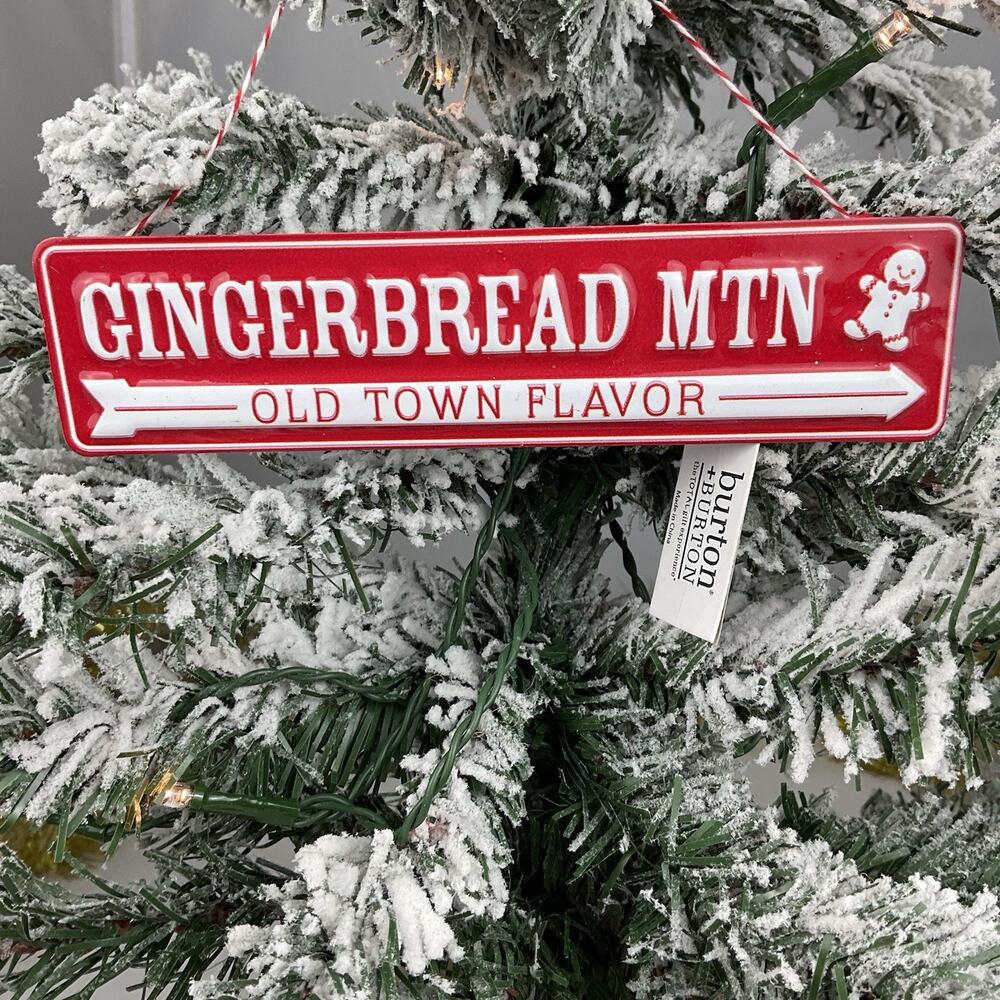 Christmas Ornament-Red And White Metal Gingerbread Mtn -Burton+burton